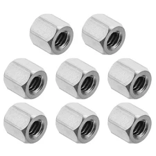 8Pcs 1/4"-20 UNC 0.4" Length 304 Stainless Steel Hex Coupling Nuts Connector