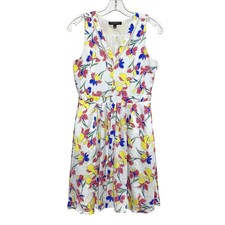 Banana Republic Empire Waist Floral Dress 4P V Neck Ladder Lace Spring Pleated