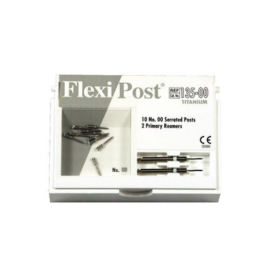 Essential Dental Systems 135-00 Flexi-Post Titanium Posts #00 Parallel White 10P