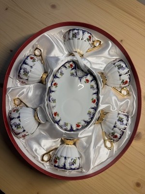 Yamasen Gold Collection Porcelain Tea Cup Set 86-008 | 24K Gold Plated Handles |