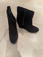 PRADA Black Suede Women Wedge Boots - Size 38