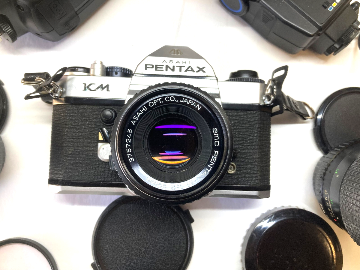 アサヒペンタックス カメラセット Pentax Asahi KM Camera Bundle, 16 Pc - 4-Lens, 2-Flash, Filters