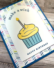 Birthday GREETING CARD KIT x4 Env Stampin Up Cupcake Arched Wishes Masculine