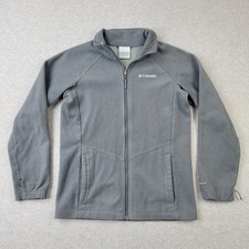 Columbia Interchange Jacket Girls Large 14/16 Gray Logo Full Zip Fleece Pockets