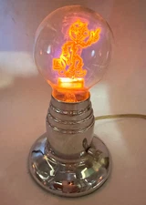Vintage Original Reddy Kilowatt Aerolux Advertising Light Bulb Chrome stand Base
