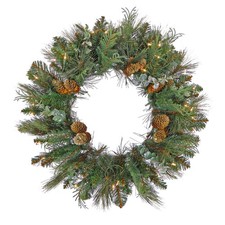 30 in. Pre-Lit North Conway Wreath with Clear Lights, Plug-In