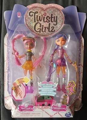Twisty Girlz Best Friends - Batalie & Swishella Doll Set Bracelet + Pet | New  