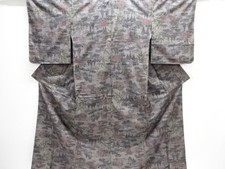 7633765: JAPANESE KIMONO / ANTIQUE KIMONO / SILK / HAND WOVEN TSUMUGI / PINE  K