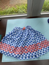 Matilda Jane Blue and White Gingham Skirt with Coral Embroidery