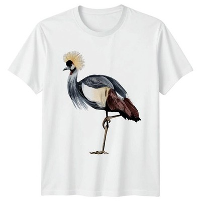 Grau gekrönter Kranich Aquarell Vogel T-Shirt Wildtiere Vogelbeobachtung
