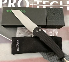 Pro-Tech  MALIBU Flipper 5205 Textured Black Handle STONEWASHED Rev TANTO NIB