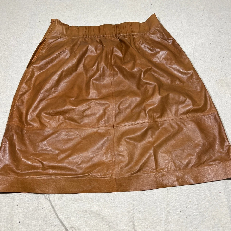 Falda para mujer LAFAYETTE 148 NEW YORK de cuero tostado línea A talla 10 Foto 3 de 4