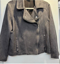 Lauren Womens Gray Solid Biker Moto Full Zip ...