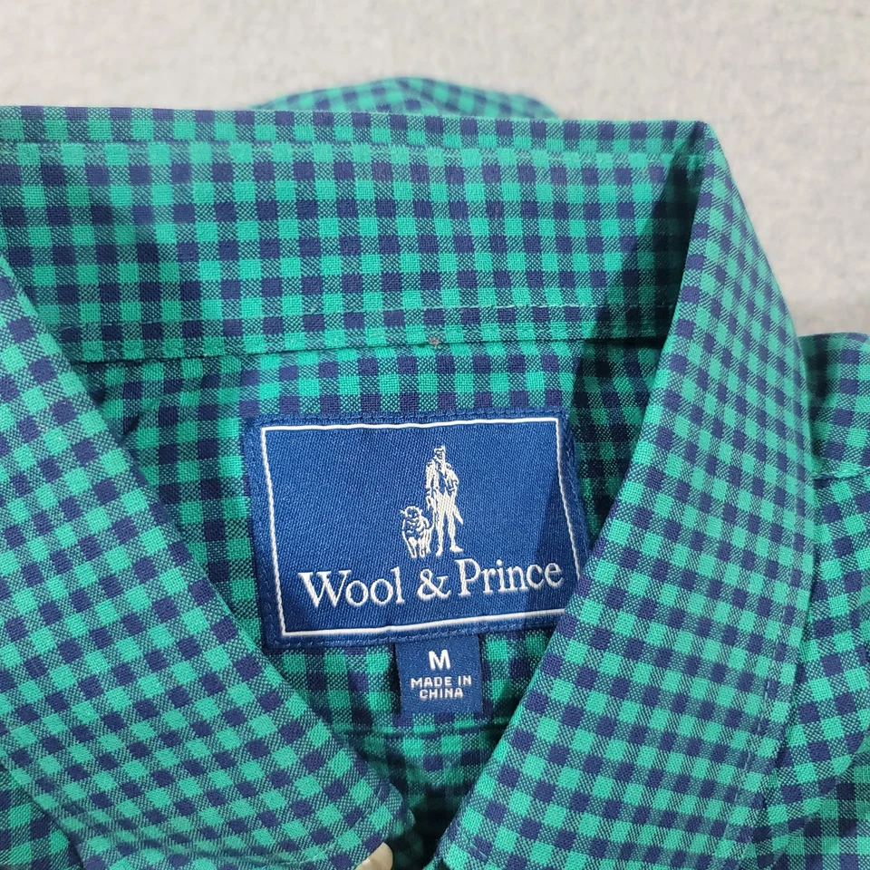 Camisa masculina xadrez verde manga longa lã e príncipe com botões M - Imagem 3 de 4