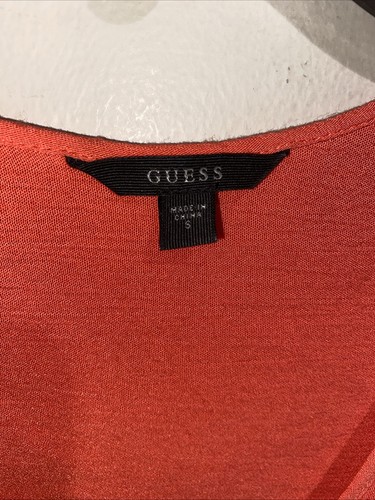 Guess Gauze Romper Womens Coral Long Sleeve Angels Lace Flare Sleeve Sz Sm - Picture 4 of 8