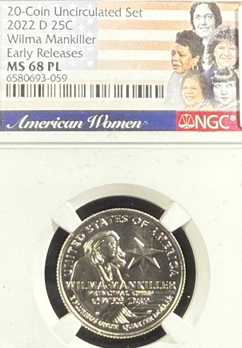 2022 D WILMA MANKILLER AMERICAN WOMEN QUARTER EARLY RELEASE NGC MS 68 PL
