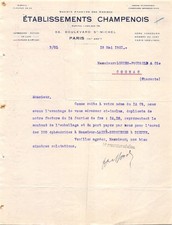 1921 SOCIETE ANONYME DES ANCIENS ETS CHAMPENOIS A PARIS - M. FOUCAULD A COGNA