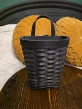 Small Black Woven Wall Hanging Basket 11 ×6.5 × 4.5 Inches