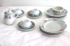 1960's Child Miniature Porcelain Tea Set Made In Japan Mid Century 15 Pc