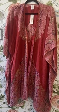 NEW Raj Bohemian Patchwork Duster Kimono Rayon Long Cardigan Embroidered NWT