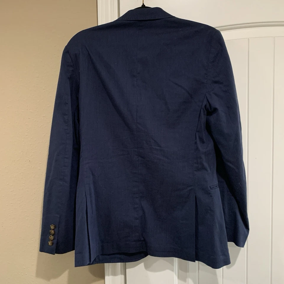 J.Crew Ludlow 棉海军夹克外套非结构化 Somelos - 36S — 第 3/4 张图片