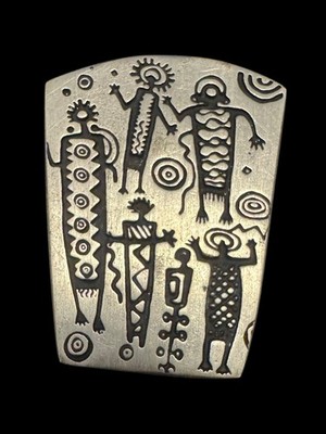 Alice Warder Seely Urban Fetishes Tribal Jewelry Pewter Brooch Pin Vintage W2