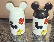 Vtg Disney Mickey Mouse Ears Clothes Gloves Salt and Pepper Ceramic Shakers Set