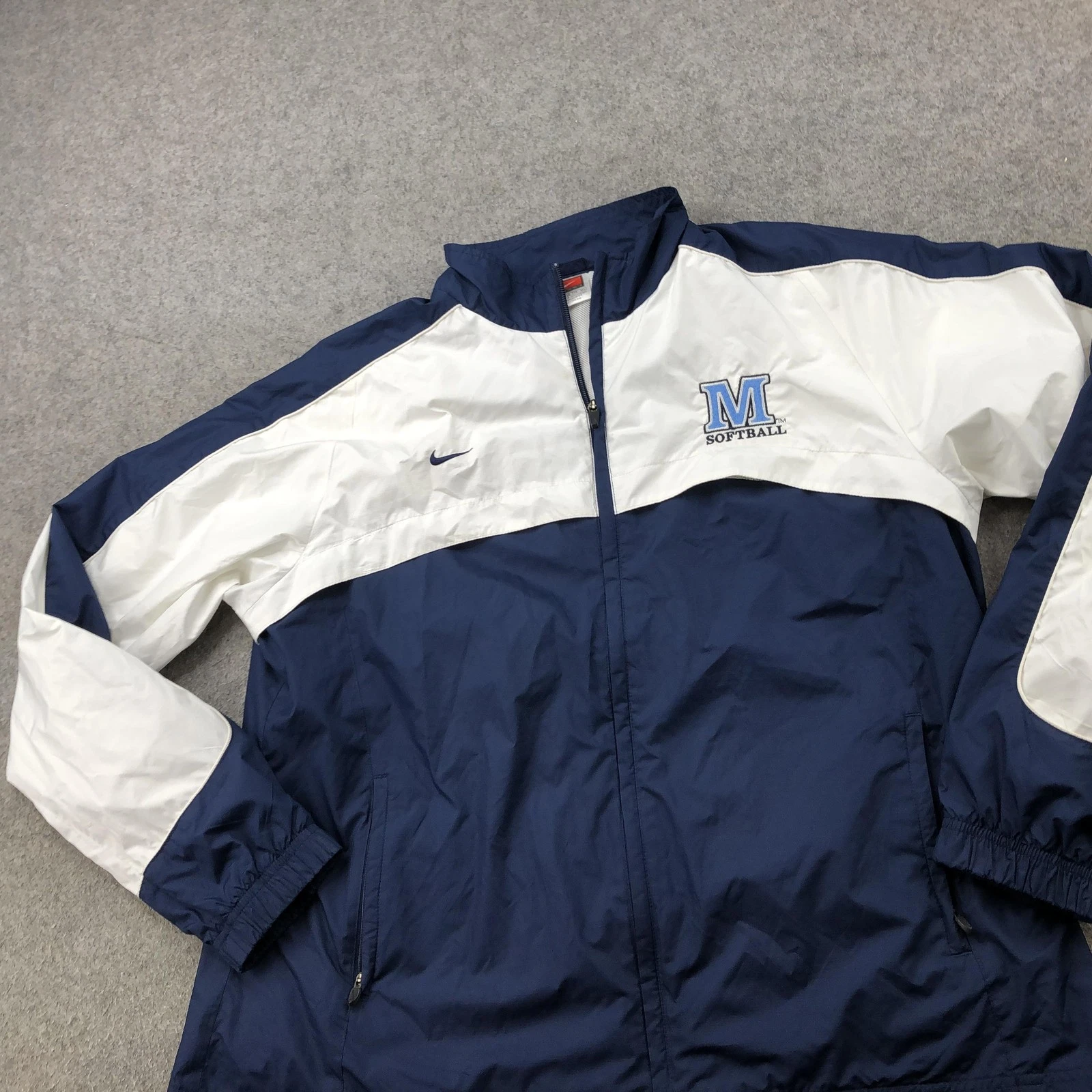 Vintage Nike Jacket Mens XXL Blue White Windbreaker Zip Pockets Lightweight - thumbnail 2