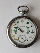  OROLOGIO DA TASCA LONGINES VINTAGE. QUADRANTE MASSONICO. LOGIA F. D ROOSEVELT. 50 mm. METALLO