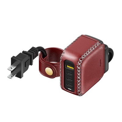 VogDUO 100 Watt Travel Wall Fast Charger- Foldable Plug GaN PD Marron Red 