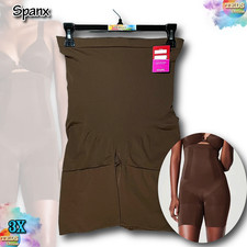 NWT SPANX Women's 3X High-Waisted Mid-Thigh Shaping Shorts 10398R Brown