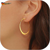 Prosteel Damen Flache Hoop Ohrringe 30Mm/40Mm/60Mm/80Mm Edelstahl/18K Vergoldet