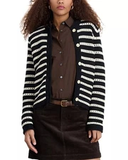 Alex Mill BLACK/IVORY Women's Haley Cardigan Sweater, US Medium