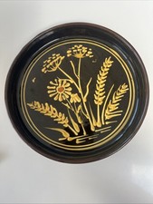 Hand Thrown Heavy Terracotta Plate In Traditional Brown And Yellow Slipware 8.5