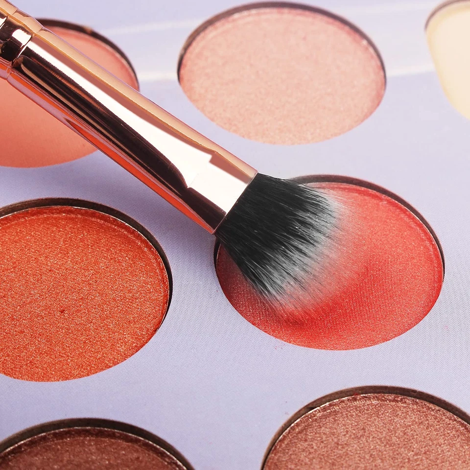 Juego de 16 brochas de maquillaje rosa + kit de afeitadora para cejas Foto 3 de 4