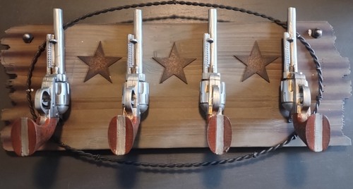 Rustic Western  4 Pistol Coat Hanger