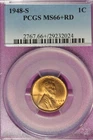 1948 S PCGS MS66+RD LINCOLN WHEAT CENT #B52016