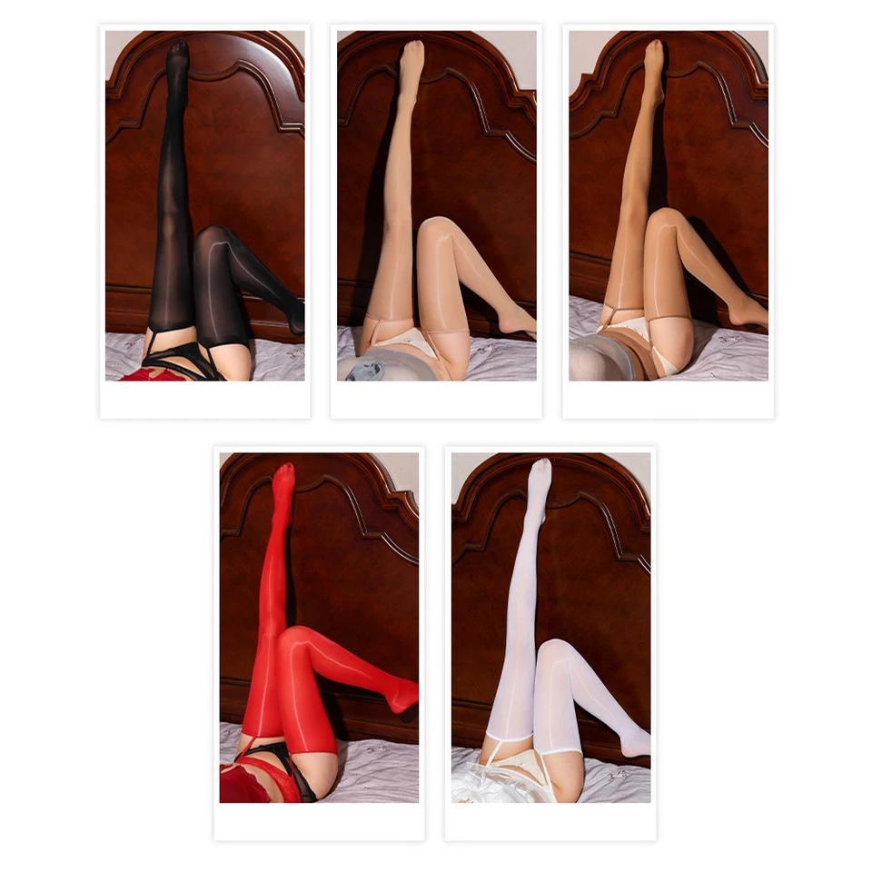 Glänzende Strumpfhalter Strümpfe für Zuhause Mikroelastizität Nylon Stoff ü - Bild 2 von 4