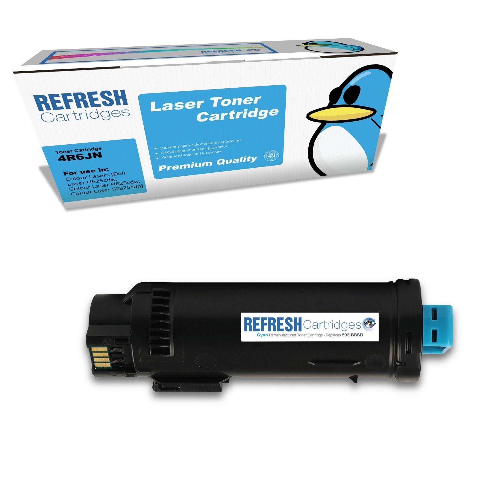 Refresh Cartridges Cyan 593-BBSD Toner Compatible With Dell Printers