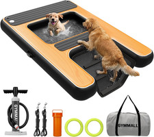 Large Dog Dock Ramp with Water Hammock 5.6 4Ft, Inflatable Dog Water Ramp Plat