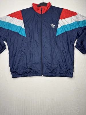 Vintage Adidas Trainingsjacke |Retro Windbreaker Blau/Rot/Weiß |Gr. D6 (L) | Top - Bild 1 von 4