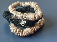 slip pure silk skinny scrunchie - pink and Black, 3 Pieces For 31