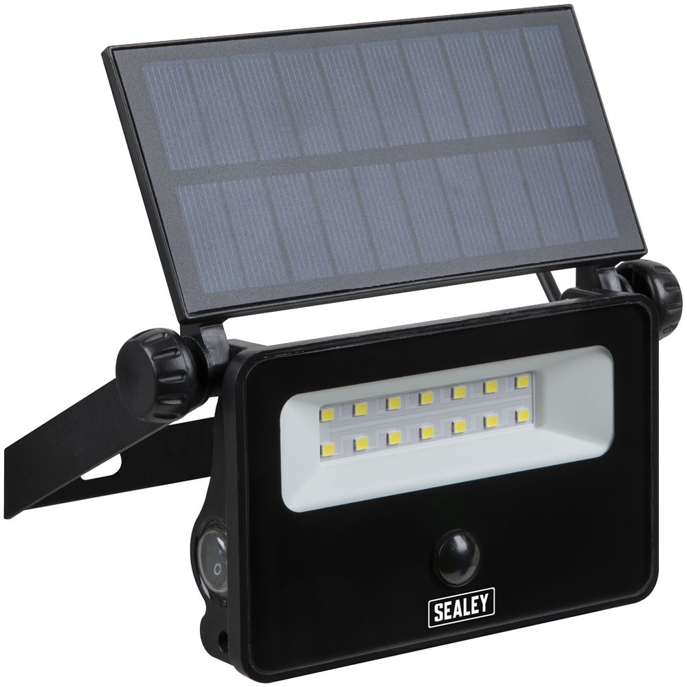 Sealey Extra-Slim Solar Floodlight with Wall Bracket 16W SMD LED