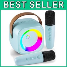 Portable Bluetooth Karaoke Machine with 2 Wireless Mics