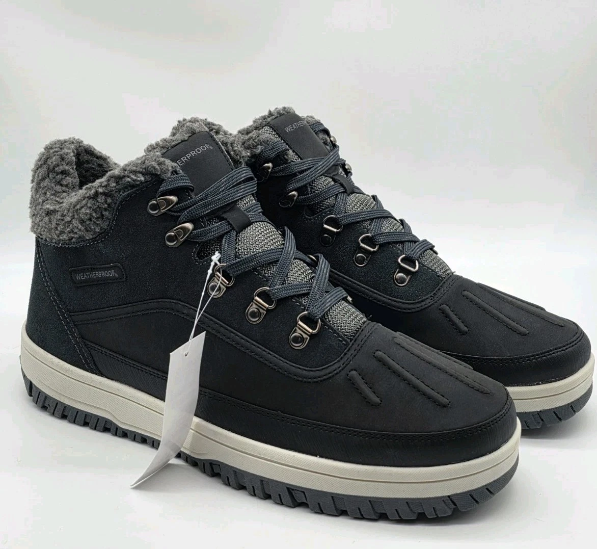 Weatherproof Mens Landon Sneaker Boots Size 13 Gray Lined Suede Memory Foam Shoe