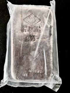 1kg (1000 Gramm) Silberbarren Degussa Feinsilber 999