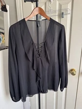 H&M Women's Pink Transparent Lightweight Blouse Top Size 14