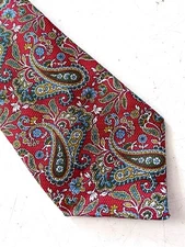 Daniel Cremieux Nwt Red Paisley Linen Silk Seven 7 Fold Hand Made Italy Neck Tie