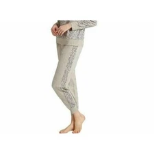 Splendid Women's High Waisted Jogger Pajama Pants Oatmeal Animal Gray   M