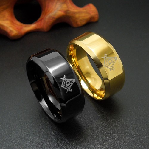Anillo Masónico 316L Acero Inoxidable Para Hombre Plata/Oro/Negro Elegante Talla 7-2 - Imagen 6 de 12